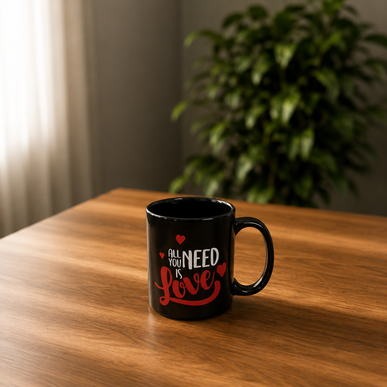 "All You Need Is Love" Black Ceramic Mug