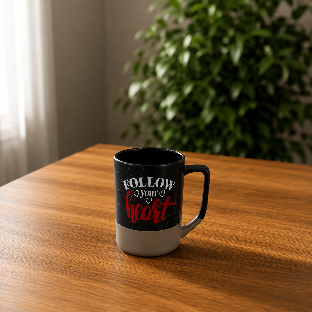 "Follow Your Heart" Speckled Two-Tone Mug