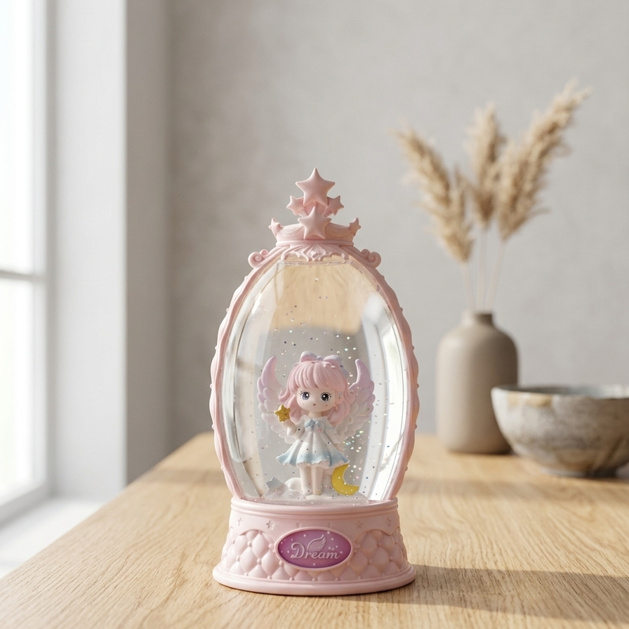 "Dream" Angel Water Globe with Star Crown