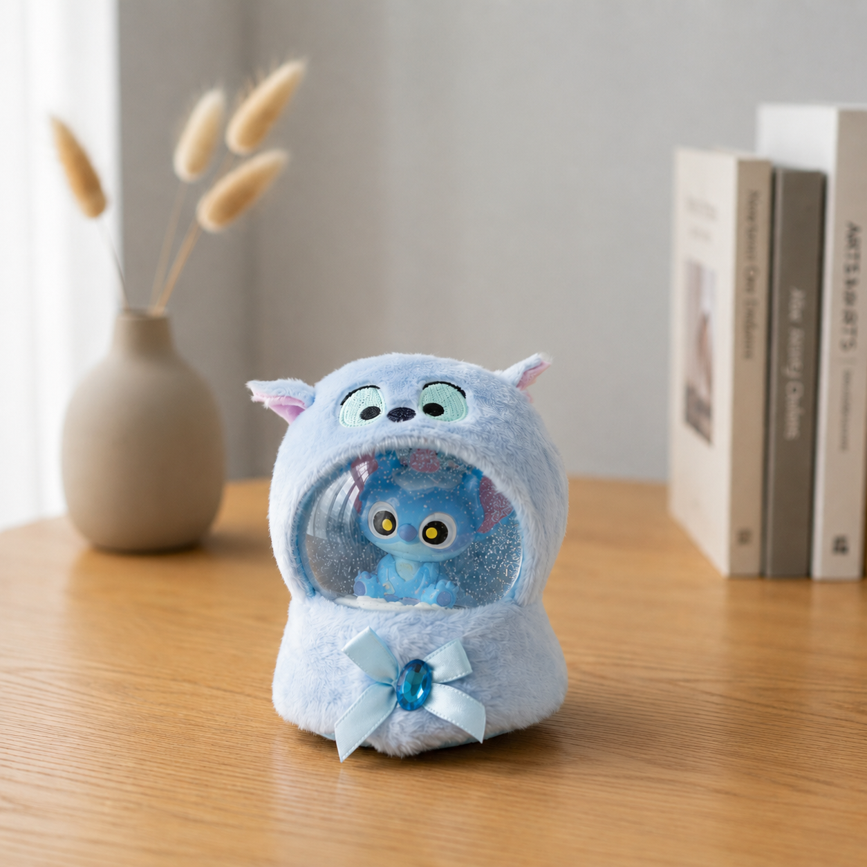 Blue Plush Water Globe with Jewel Accent