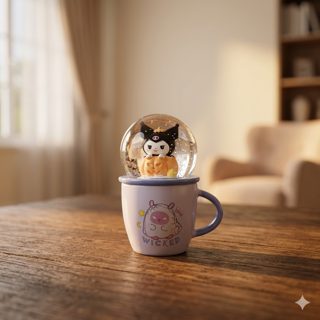 Kuromi Pumpkin Water Globe Ceramic Mug