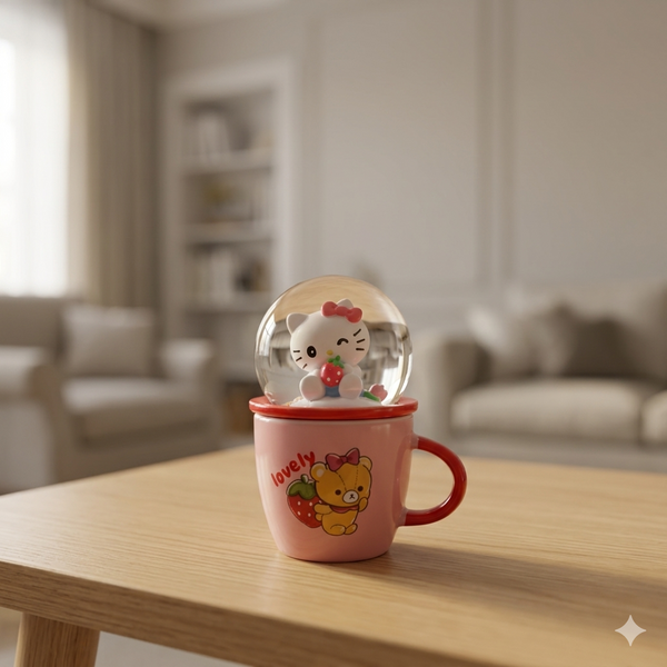 Hello Kitty Strawberry Water Globe Ceramic Mug