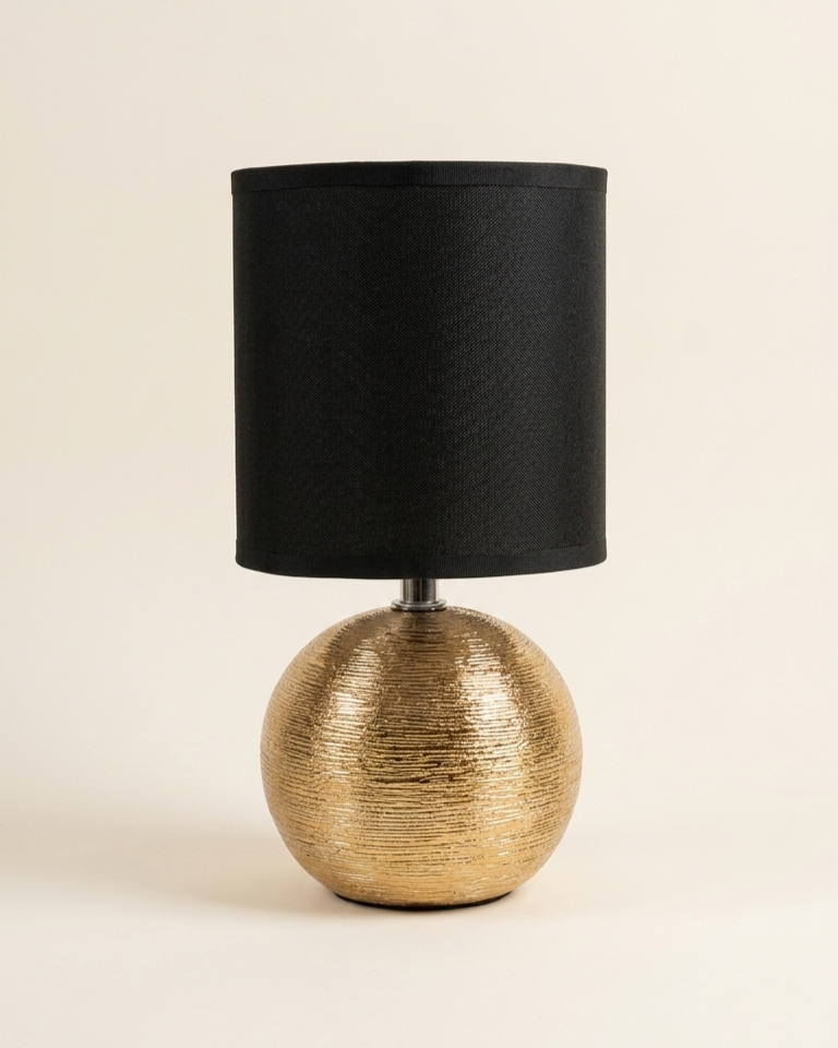 Black & Gold Lamp with Round Base