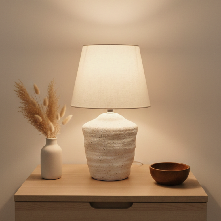 White Textured Base Lamp