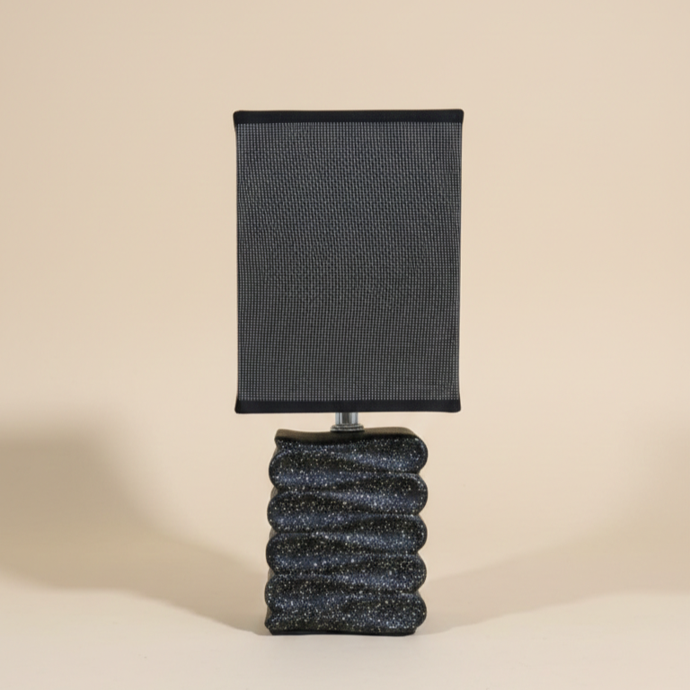Black Textured Lamp with Zigzag Base