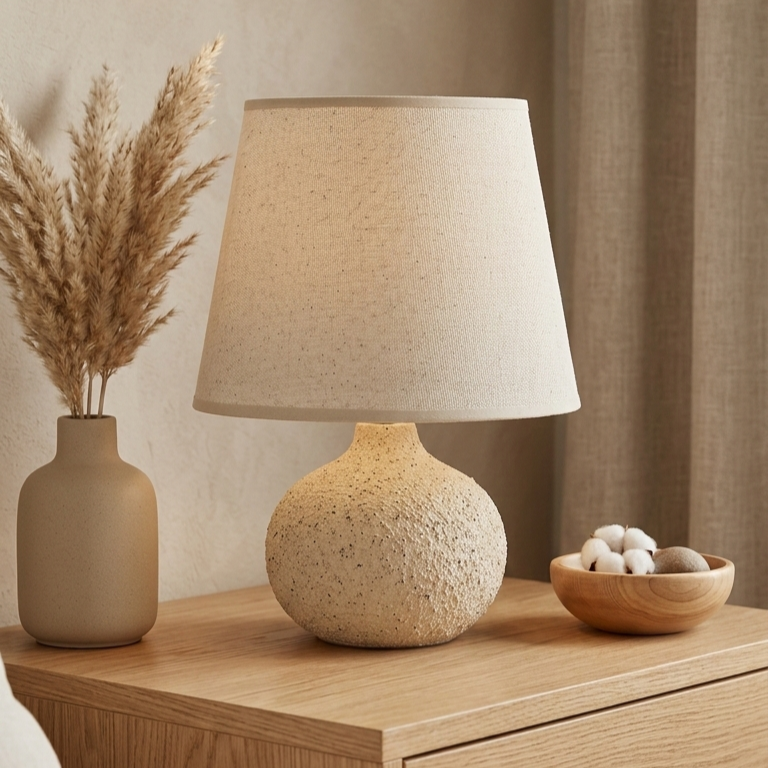 Beige Textured Base Lamp