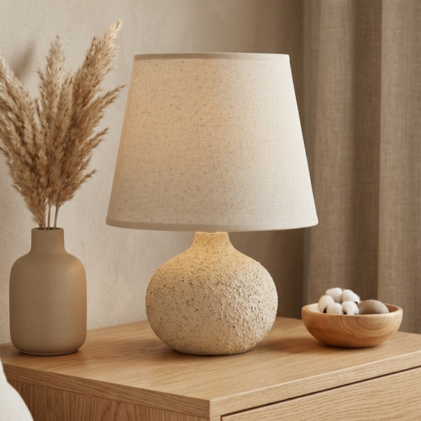 Beige Textured Base Lamp
