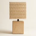 Beige Lamp with Wooden-Texture Base