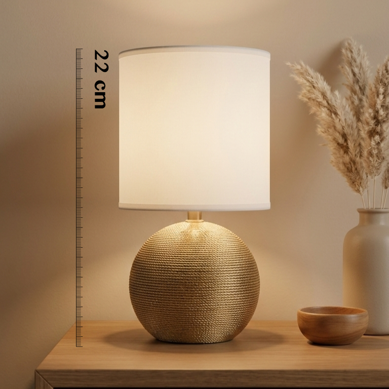 White & Gold Lamp with Rope-Style Base