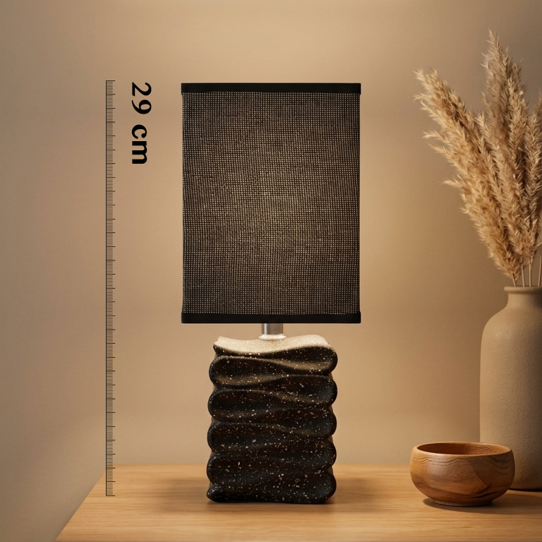Black Textured Lamp with Zigzag Base
