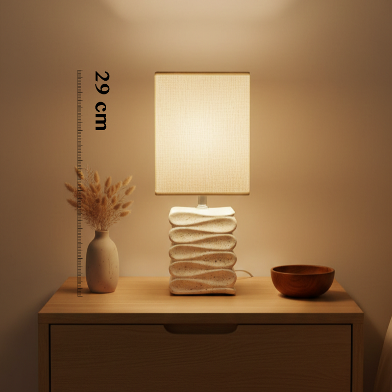 White Textured Lamp with Zigzag Base