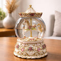 Floral Carousel Horse Snow Globe