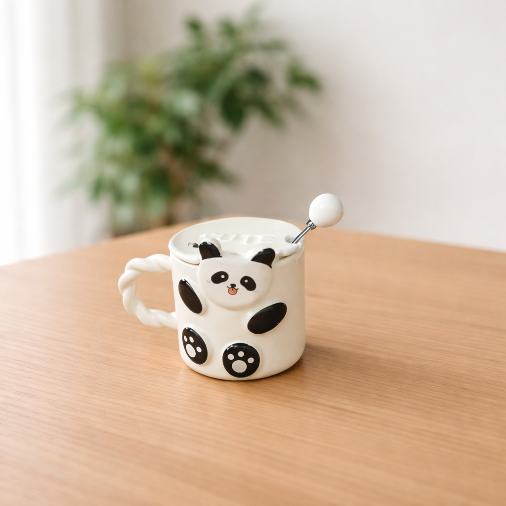 Ceramic 3D Panda Mug with Twisted Handle