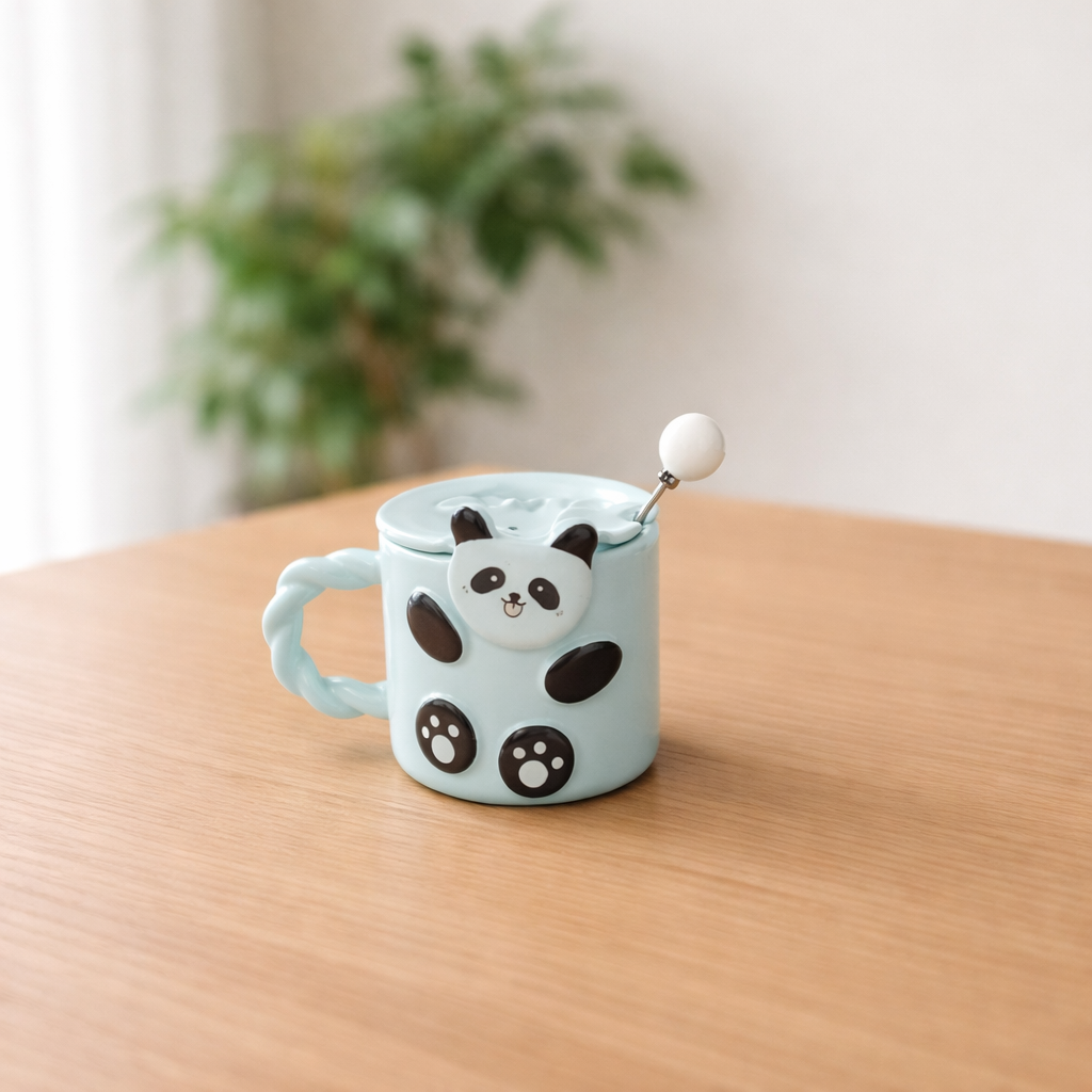 Ceramic 3D Panda Mug with Twisted Handle