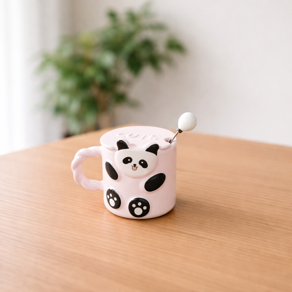Ceramic 3D Panda Mug with Twisted Handle