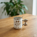 White Ceramic Bow Mug with Silver Mirrored Lid