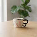 White Ceramic Butterfly Mug with Double-Loop Handle