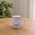 Ceramic Mug with Polka Dot Bow and Beaded Handle