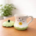 Cabbage-Themed Ceramic Character Mug with Lid