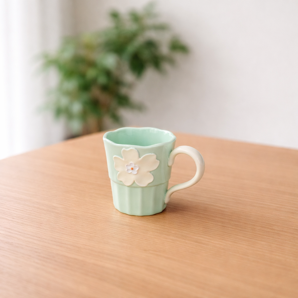 Floral Relief Ceramic Mug