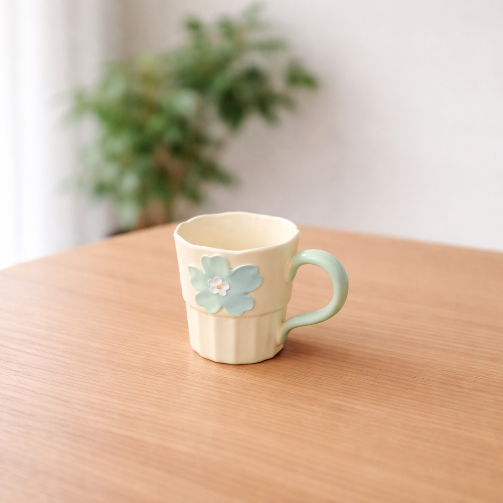 Floral Relief Ceramic Mug