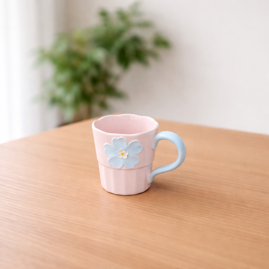 Floral Relief Ceramic Mug