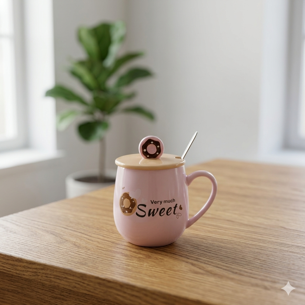 Donut Mug with Ceramic Lid