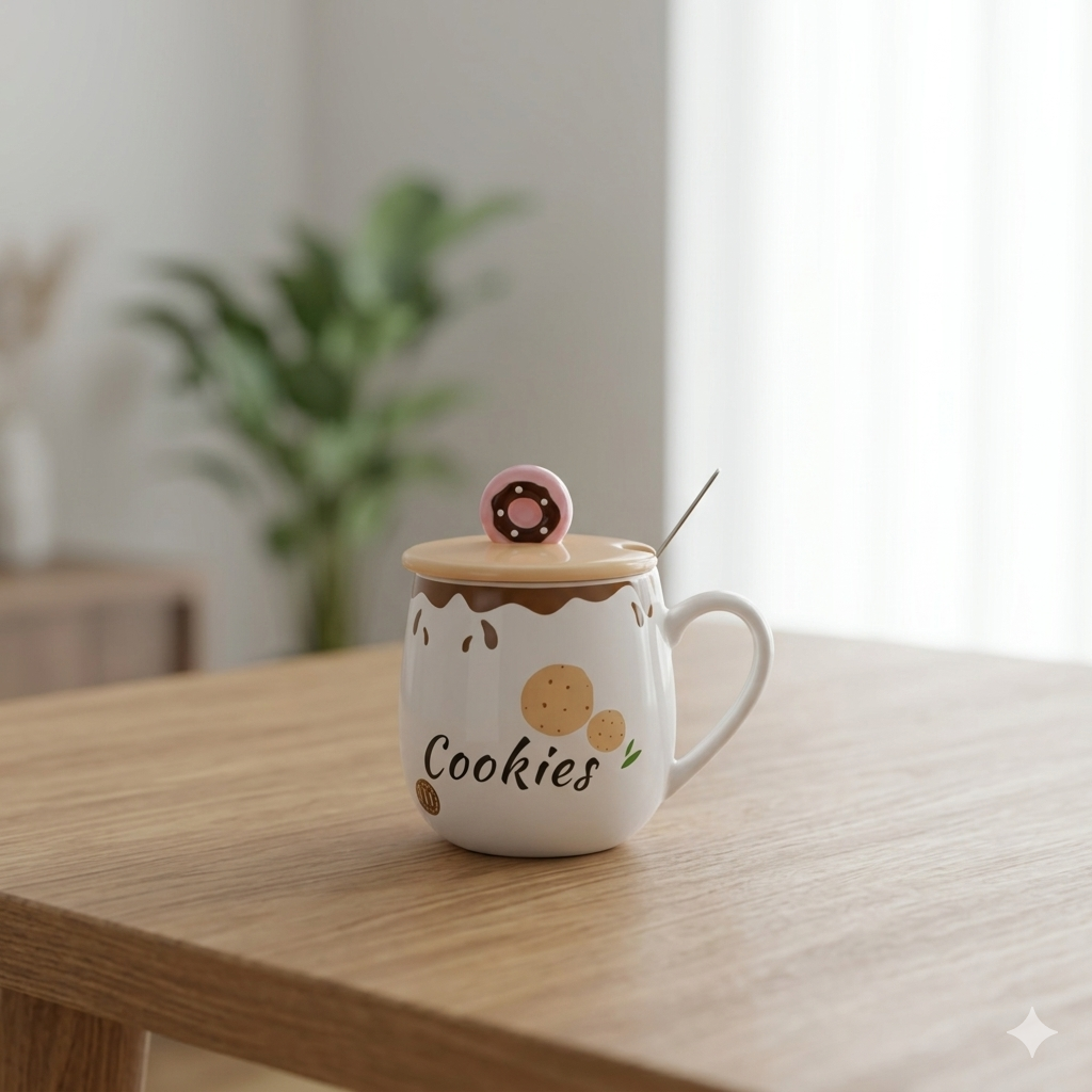 Donut Mug with Ceramic Lid