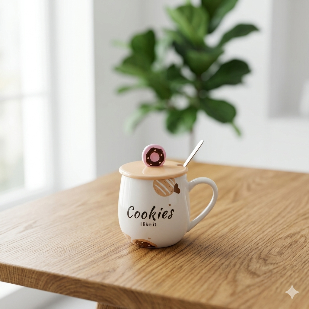 Donut Mug with Ceramic Lid