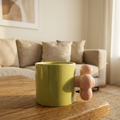 Green Mug with Flower-Shaped Handle
