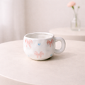 White Ceramic Pink Ribbon and Heart Mug