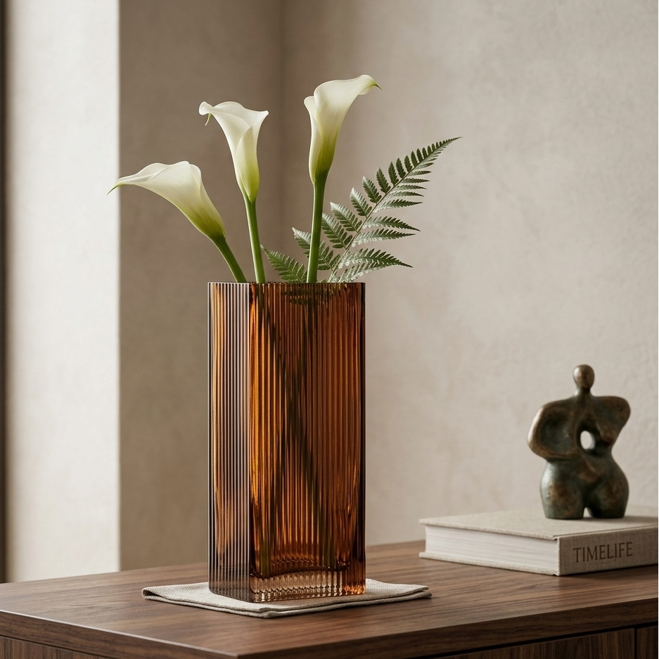 Honey Brown Glass Vase