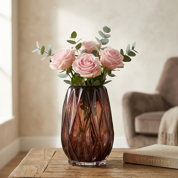 Honey Brown Glass Vase