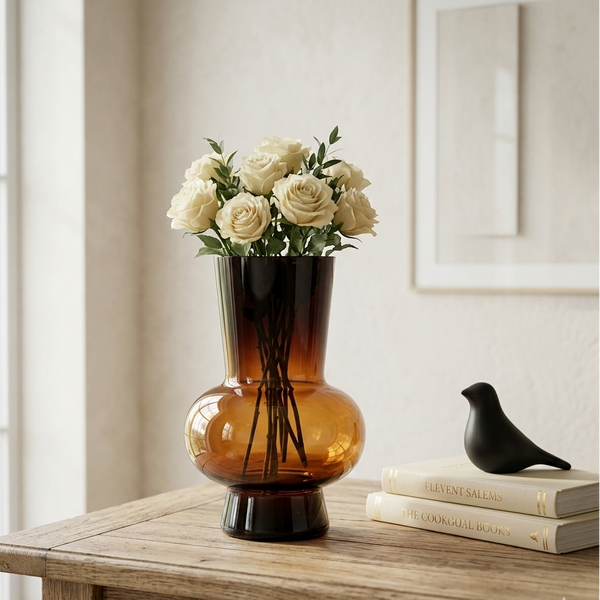Honey Brown Glass Vase