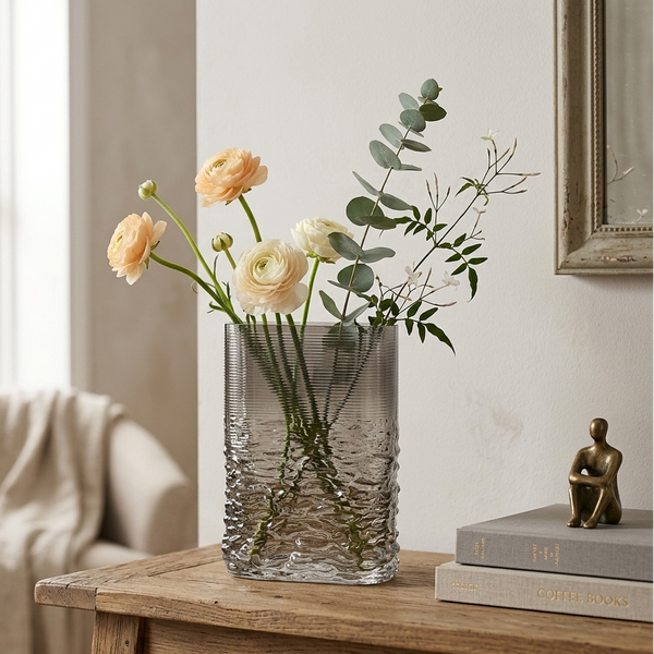Grey Textured Glass Vase
