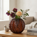 Rounded Textured Honey Brown Vase